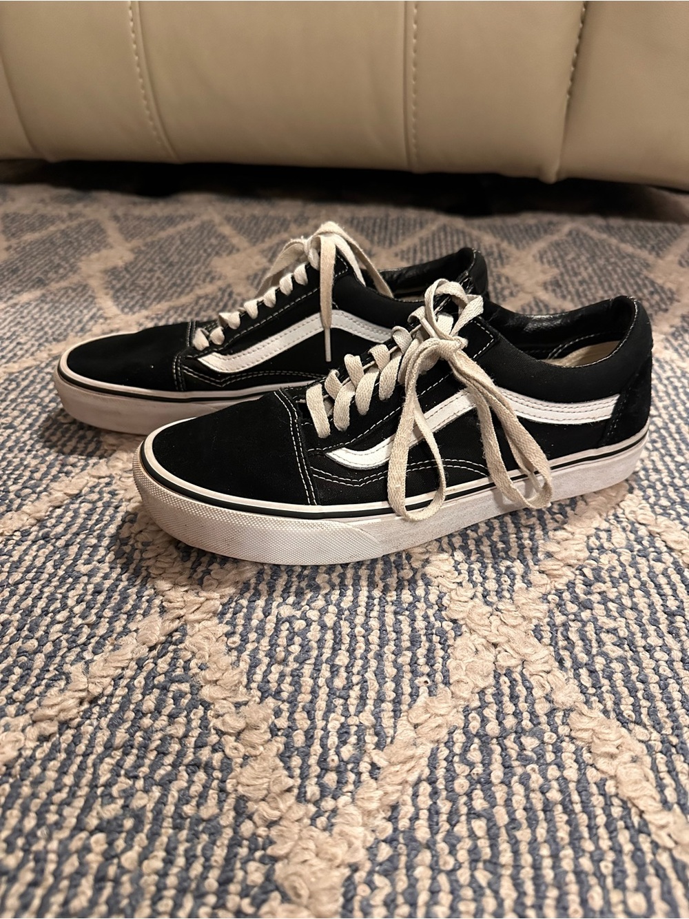 Vans Black and White Old Skool Low-Top Sneakers
